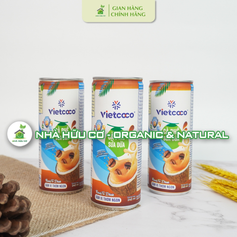 Cà phê sữa dừa Vietcoco 240ml - Nhà hữu cơ