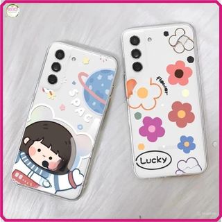 Ốp lưng Samsung S21 FE 5G dẻo trong in hình hoa dễ thương mẫu thiết kế mới