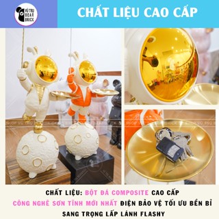Tượng thỏ Phi Hành Gia Decor Bưng bưng khay trang trí đẹp - Size:1m2 cm - Trang Trí Nhà Cửa - Vũ Trụ Bearbrick