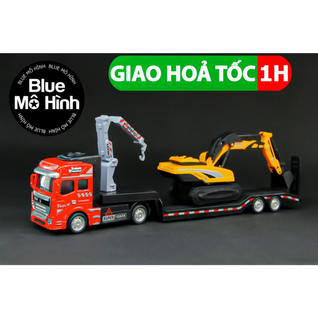 Xe mô hình container chở xe múc
