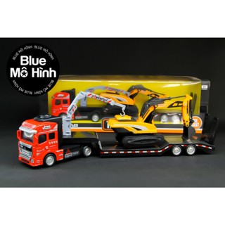 Xe mô hình container chở xe múc