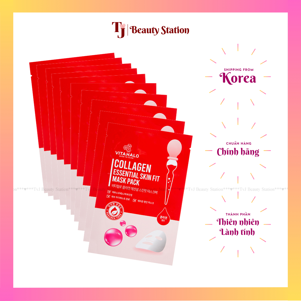 [Combo 10] Mặt nạ Collagen Hàn Quốc - Vitahalo Collagen Essential Skin Fit 22ml