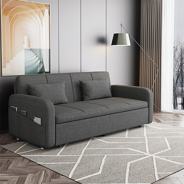 Giường sofa gấp gọn , giường ngủ đa năng khung sắt chịu lực , giường sắt có ngăn chứa đồ ( Rộng 1m5 