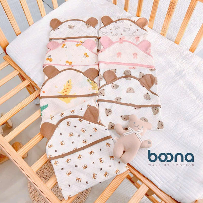 Choàng ủ có nón little - Choàng xô muslin bessla