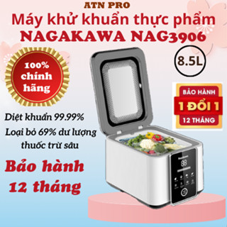 Máy khử khuẩn thực phẩm Nagakawa NAG3906 - 8.5L, rửa rau củ quả, diệt khuẩn đến 99,99% - BH 12 tháng