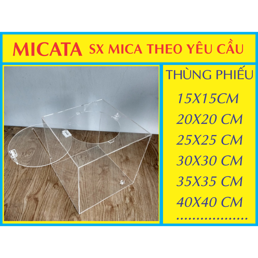 THÙNG PHIẾU MICA - ĐÃ LẮP RÁP 20X20X20 CM 25X25X25