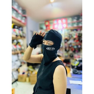 Khăn trùm đầu KYT màu đen-Khăn ninja vải thun co giản tốt dùng để đội mũ bảo hiểm đi chơi,đi phượt