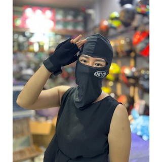 Khăn trùm đầu KYT màu đen-Khăn ninja vải thun co giản tốt dùng để đội mũ bảo hiểm đi chơi,đi phượt