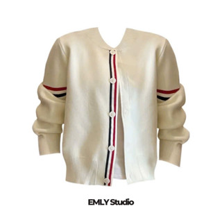 ( CHẤT NỈ ) Áo Khoác Bomber THOM Phối Viền Tay, Áo Khoác Nữ Kẻ Sọc Hottrend EMLYvn