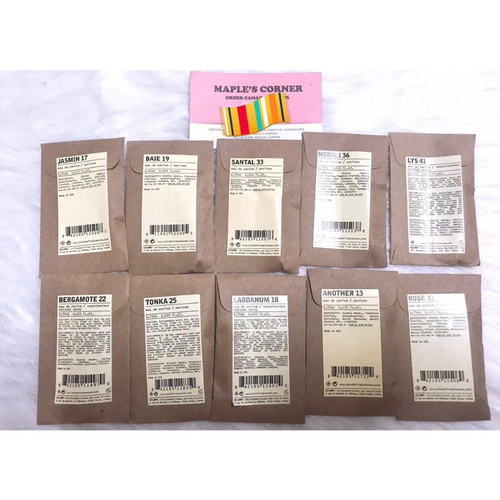 Vial nước hoa Le labo các mùi 0.75ml