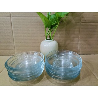 Dĩa thuỷ tinh10cm nhập khẩu Indonesia (423F), 12 cái/ hộp, đựng nước tương, đế lót ly uống trà, cafe..