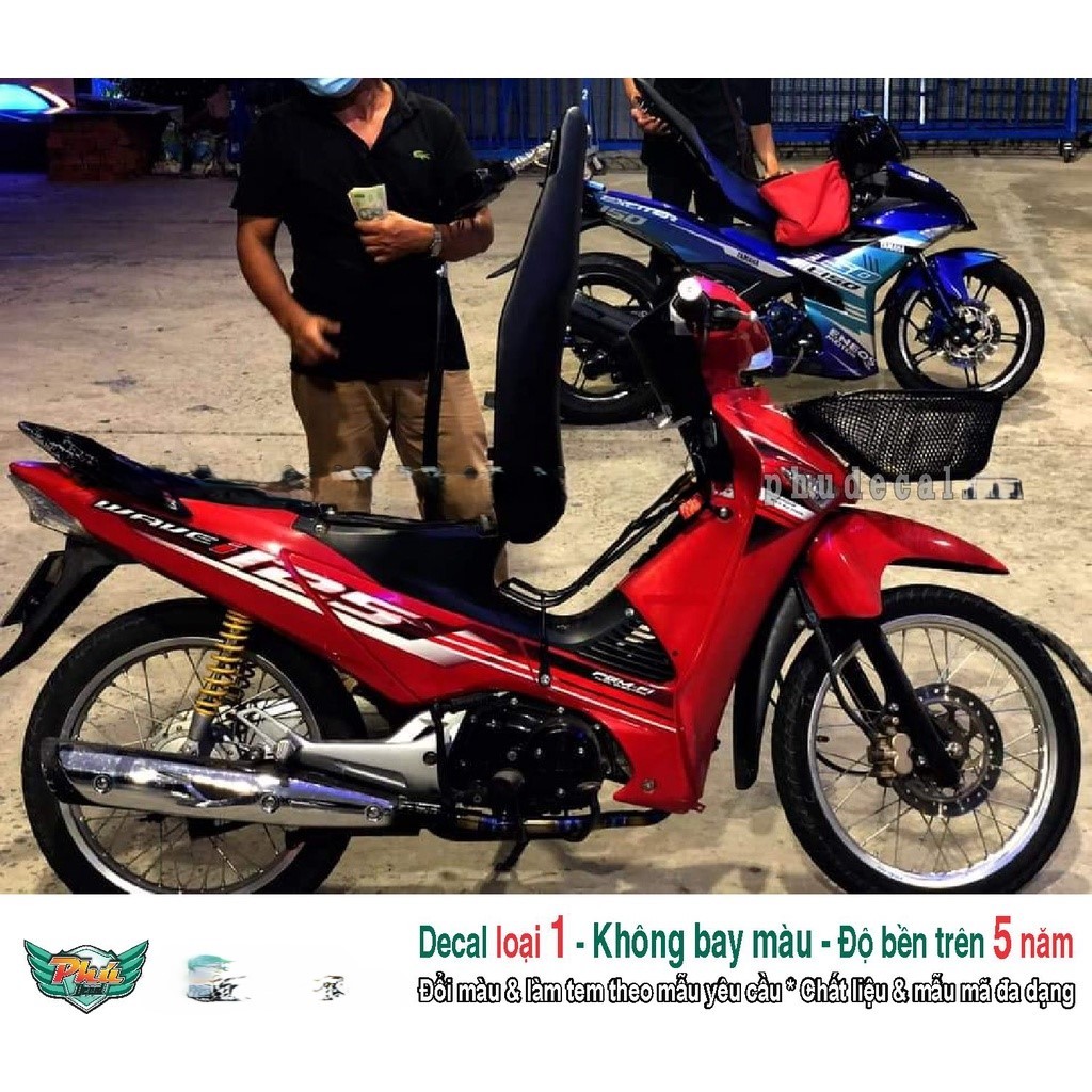 Tem rời xe Wave 125 i đỏ đen (A)