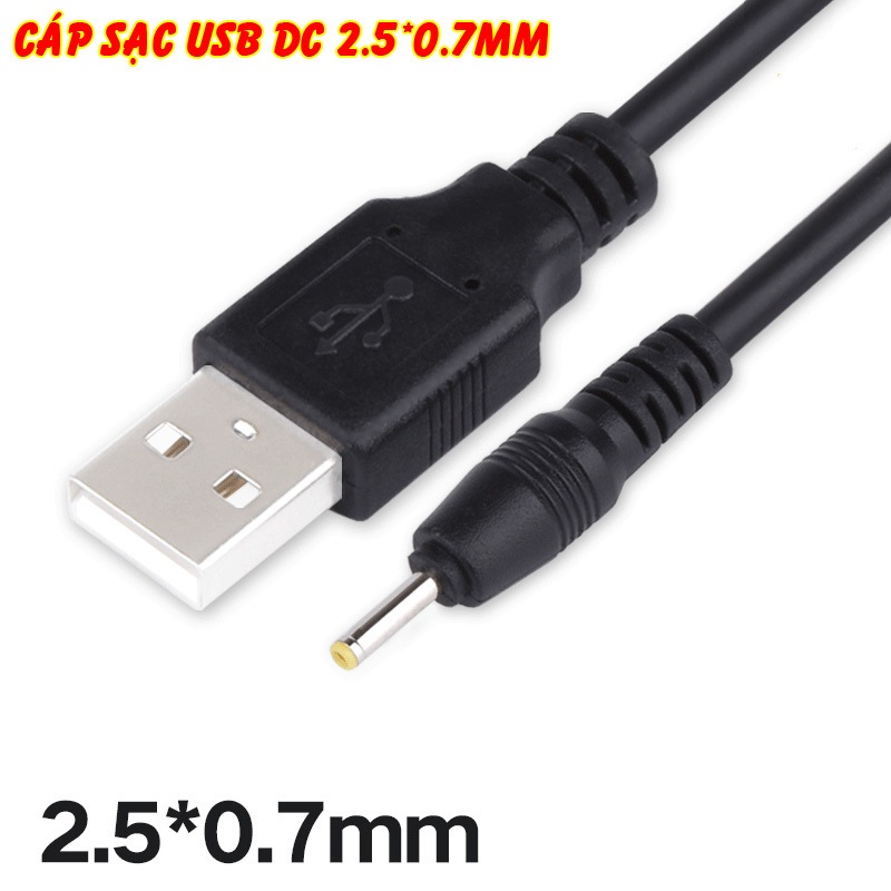 Cáp sạc USB chân kim DC2.5 2.5*0.7mm - USB to DC2.5