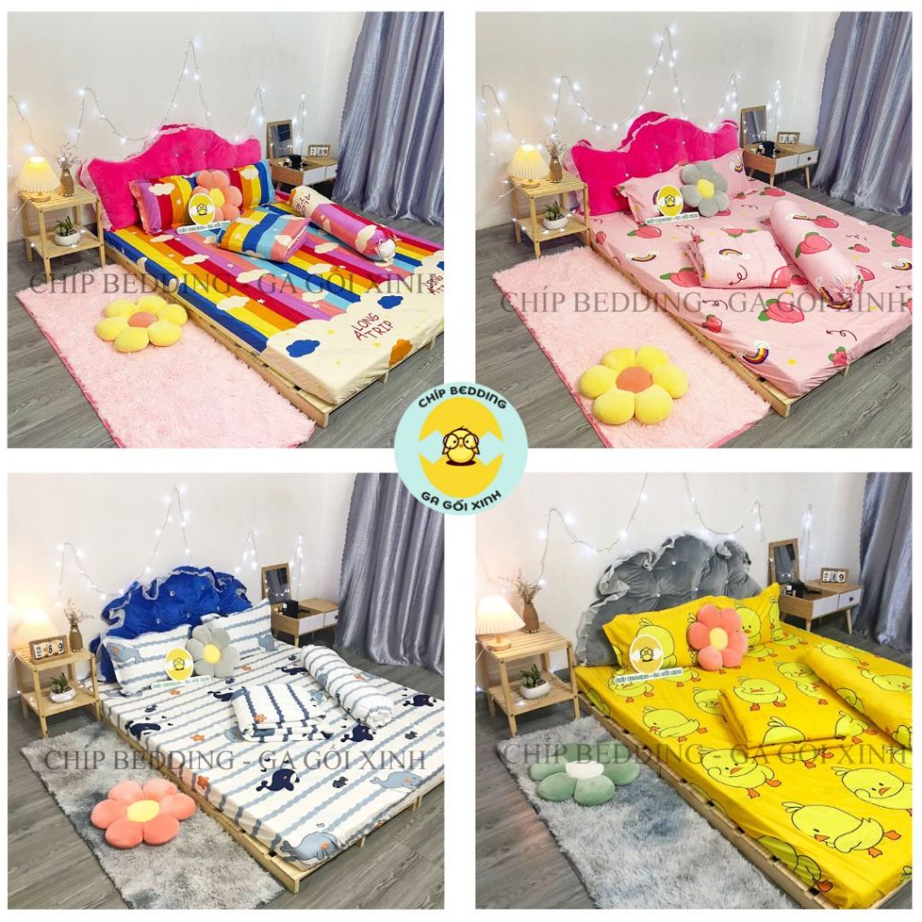 BỘ GA GỐI COTTON POLY 4 MÓN ĐỦ KÍCH THƯỚC ( 1 GA + 2 VỎ GỐI NẰM + 1 VỎ GỐI ÔM)