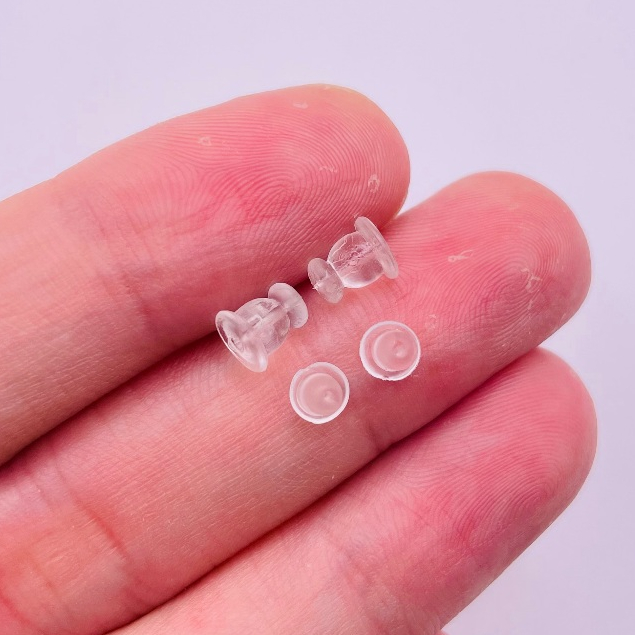 Chuôi bông tai cao su, Chốt khuyên tai nhựa mềm an toàn cho tai nhạy cảm, trangsucmoiluatuoi.RIN