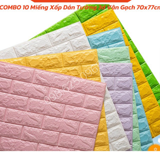 COMBO 10 MIẾNG XỐP DÁN TƯỜNG 3G GIẢ GẠCH KHỔ 70X77CM - Có Sẵn Keo Hàng Loại 1