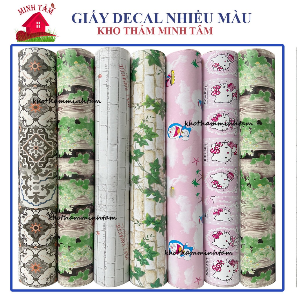 Decal giấy dán tường hoa văn khổ 90cm, dán tường có sẳn keo