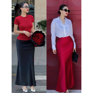 CHÂN VÁY LỤA SATIN 2 LỚP CAO CẤP DÁNG ĐUÔI CÁ NHẸ DÀI 94 CM SIÊU TÔN DÁNG PHONG CÁCH BASIC SANG CHẢNH ĐỦ SIZE NHIỀU MÀU