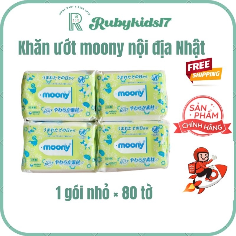 KHĂN GIẤY ƯỚT MOONY NỘI ĐỊA NHẬT 76 miếng