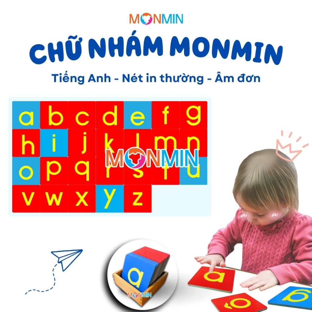 Bộ chữ nhám Tiếng Anh MONMIN (Montessori Sandpaper Letters)