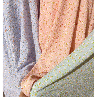 vải (tằm xốp) đũi nhăn hàn quốc hoa nhí mềm đẹp co dãn may váy bộ áo dài mềm nhẹ mát