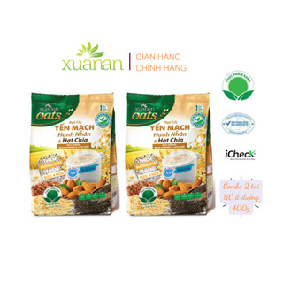  Combo 2 túi Ngũ Cốc Yến Mạch Hạnh Nhân Hạt Chia 400G ít đường  Tặng kèm 2 túi Yến Mạch 150g  