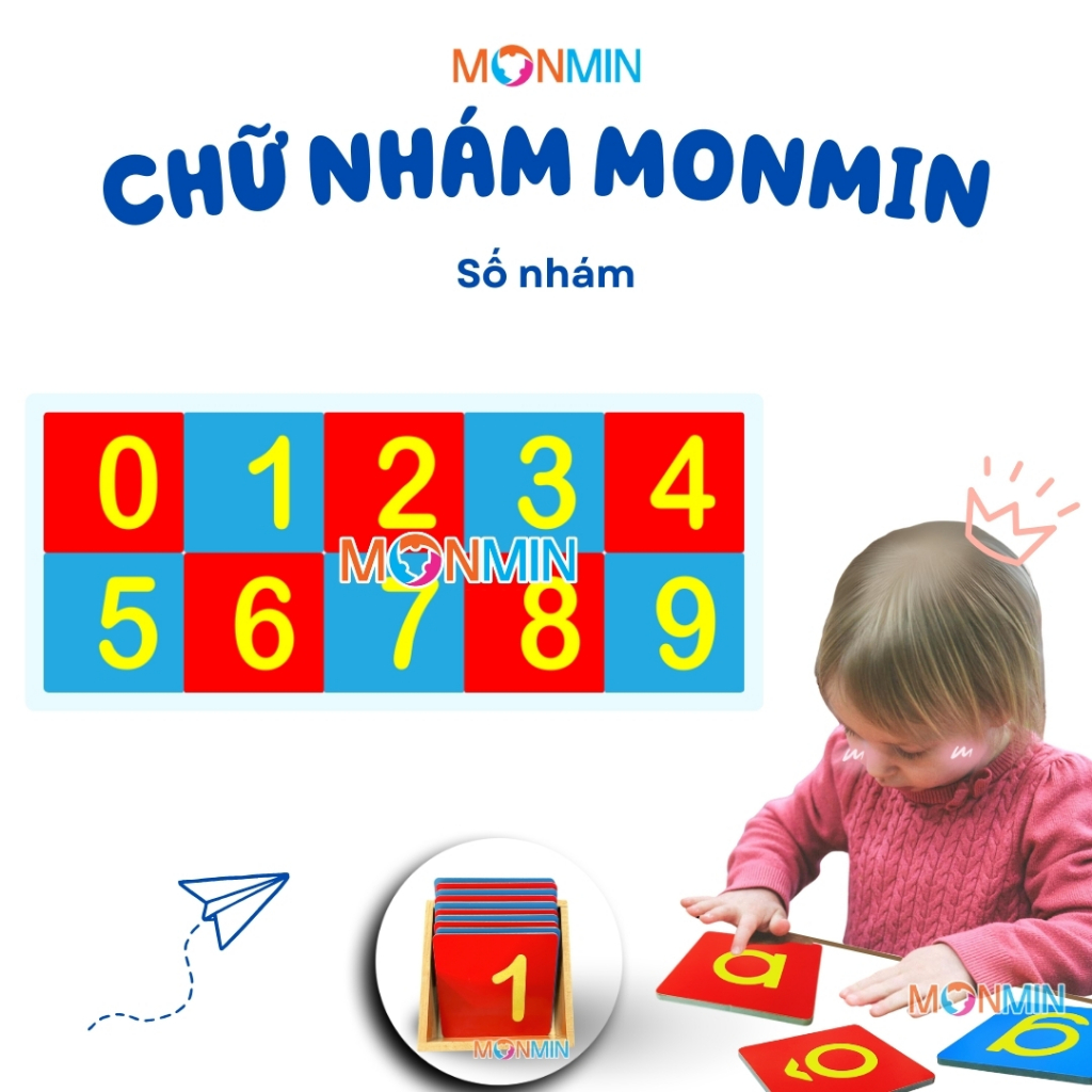 Số nhám - Bộ 10 số MONMIN (Montessori Sandpaper Numbers)