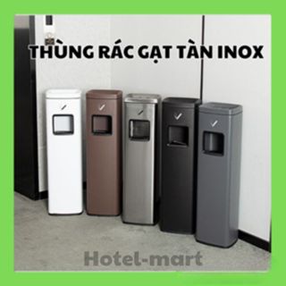 [Cao 82cm] Thùng Rác Gạt Tàn Thuốc Hình Vuông Inox Phủ Nano Chống Bám Vân Tay, Thùng Rác Gạt Tàn
