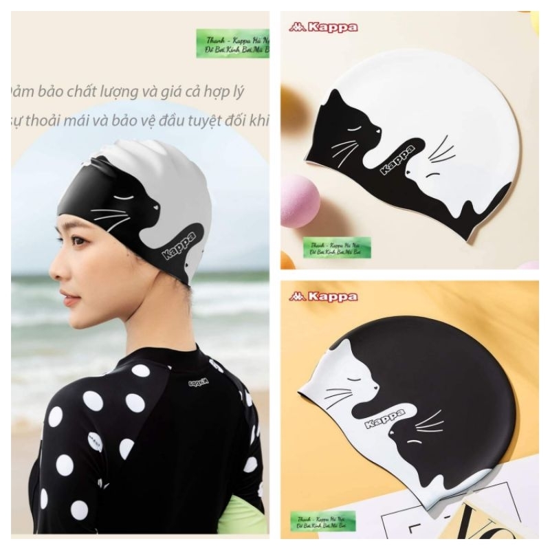 Mũ bơi/Nón bơi Silicone KAPPA chuyên nghiệp chất liệu mềm dẻo ,đội êm đầu các chị/em tóc dày đội thỏ