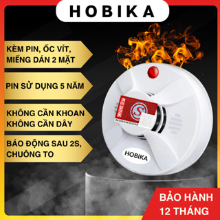 Chuông báo cháy cảm biến khói không dây hobika,chuông báo động báo khói tự động dùng pin độ nhạy cao,báo cháy độc lập