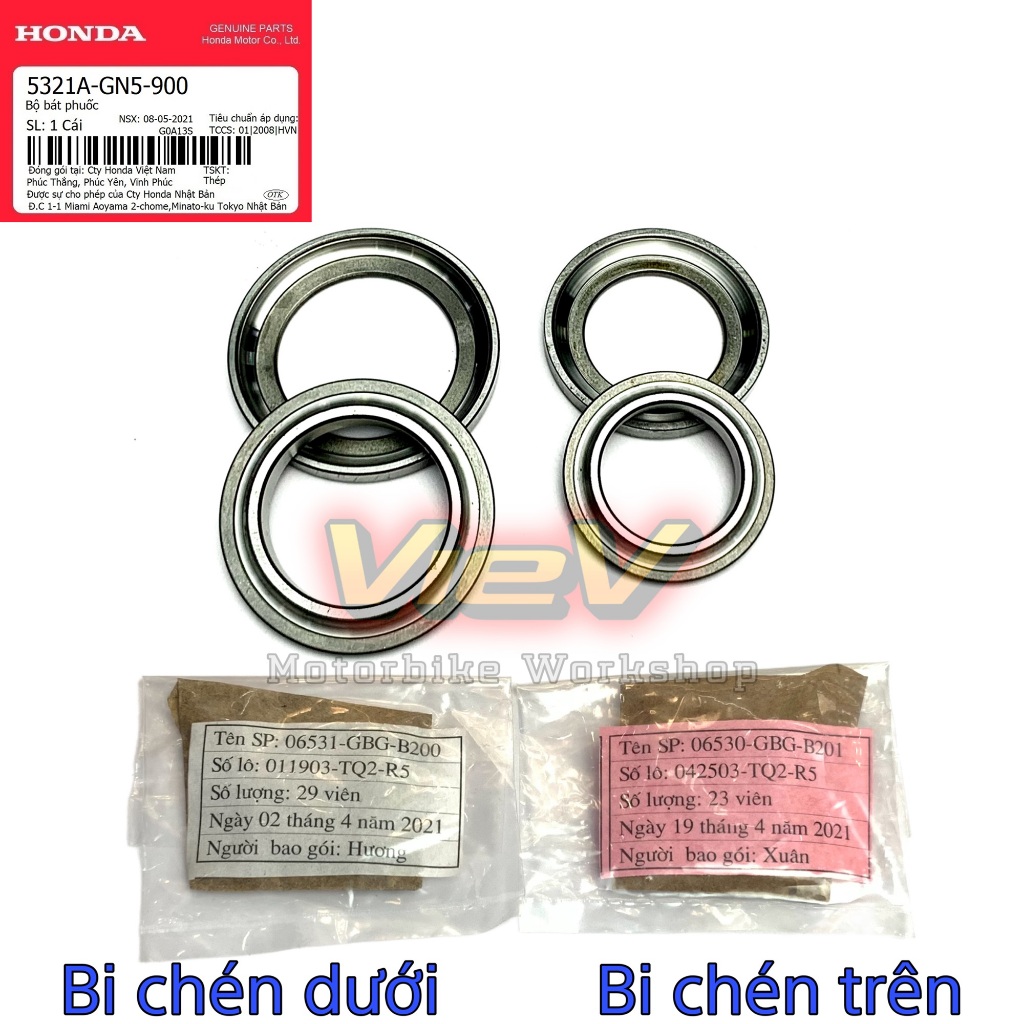 Bộ Bi Chén Cổ Honda Winner, Winner X, Wave, Dream, Future, Vision, AB, Vario, Click, SH Mode, Air Bl