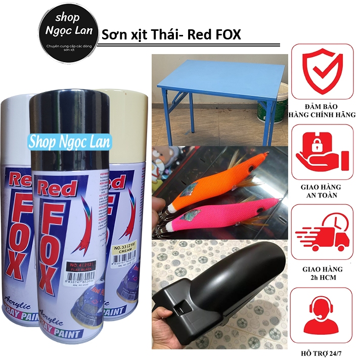 Hỏa tốc- sơn xịt, sơn lót, sơn bóng, sơn đen, sơn trắng, sơn bạc Red FOX - Thái Lan