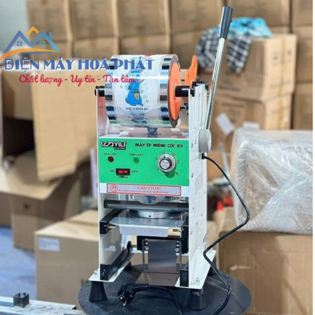 MÁY DÁN MIỆNG CỐC, MÁY DẬP NẮP LY YILI B9