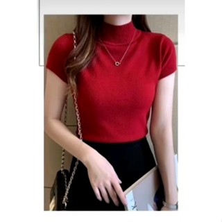 Áo len dệt kim cộc tay cổ cao 3 phân dáng ôm – Thời trang cho nữ ( Hàng luôn có sẵn )