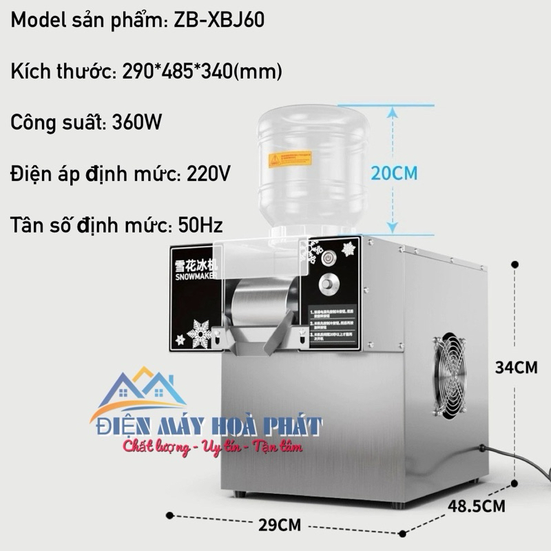 MÁY LÀM KEM TUYẾT, KEM BINGSU CAO CẤP ZB-XBJ60
