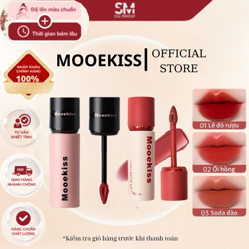 Son Mooekiss Loại Son sáng da nâng Son bóng mỏng nhẹ dưỡng ẩm tint lì không khô môi 3g