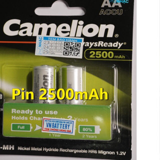 Pin sạc AA Camelion 2500 mAh vỉ 2 viên Chính Hãng | Phố Nhạc