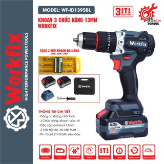  Máy Khoan Pin WORKFIX - ID1395 Lực Siết 95Nm Đầu kẹp 13mm Khoan tường Khoan Sắt  Bắt vít 