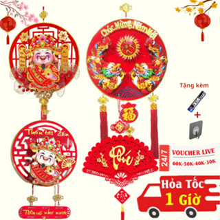  Ông thần tài lắc đầu treo cửa Size 38cm liễng tường Tết 2026 dải khánh quạt decor liễn trang trí Phúc Lộc 