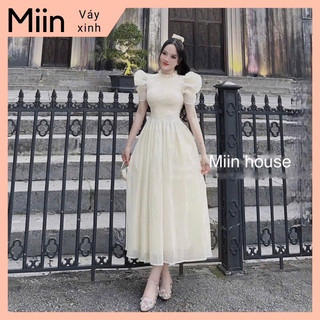 Váy ren tiểu thư cổ tròn 2 lớp