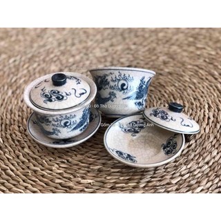Bát đựng trà men rạn đen