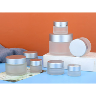 Hũ chiết kem face thủy tinh Mờ nắp BẠC, TRẮNG 5g 10g 15g 20g 30g 50g 100g - Hủ đựng mỹ phẩm, spa, phụ kiện du lịch.