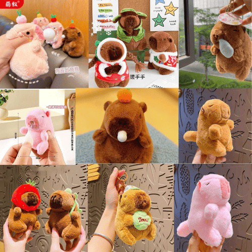 Móc khóa capybara nhôi bông Chuột lang nước  siêu cute móc khóa balo