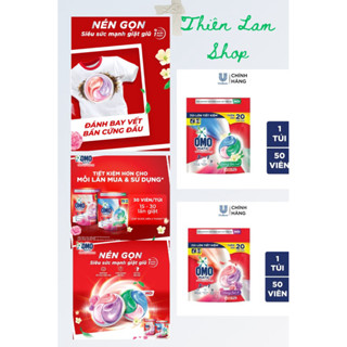 Viên giặt OMO tiện lợi 3 trong 1 - Túi 50 viên - Đánh bay vết bẩn cứng đầu