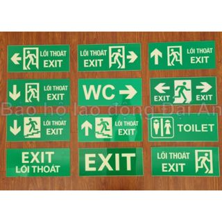  Biển báo dạ quang chỉ dẫn thoát hiểm exit dán tường 