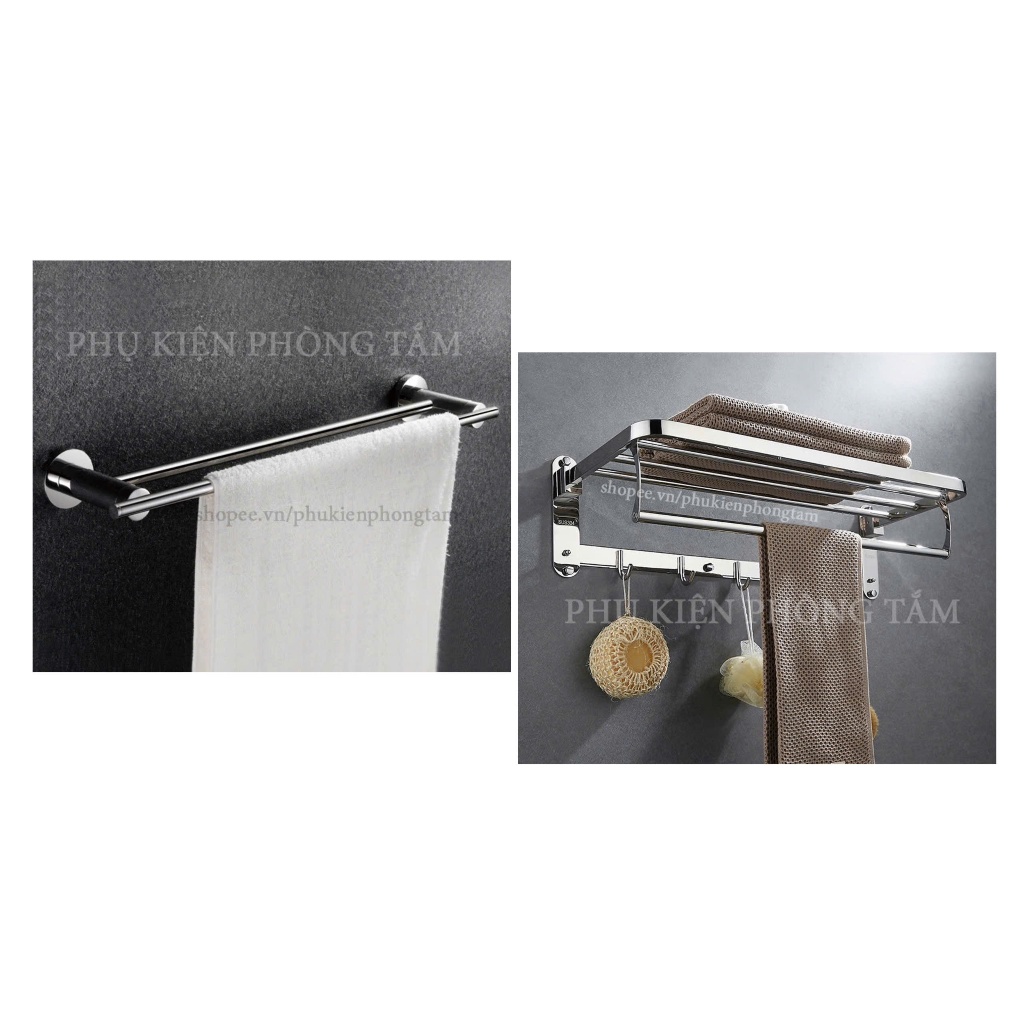 Combo 1 giàn khăn và 2 vắt khăn đôi inox 304