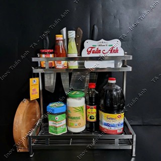 Kệ gia vị đa năng có ống cắm đũa, dao, thớt - Kệ đựng gia vị nhà bếp inox 304