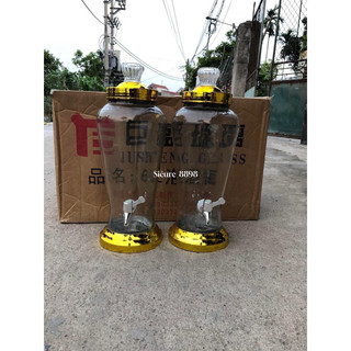 Bình Ngâm Rượu Sâm Thuỷ Tinh 3 Lít, 4 Lít, 7 Lít Không Vòi và Có  Vòi Inox , Vòi nhựa đỏ