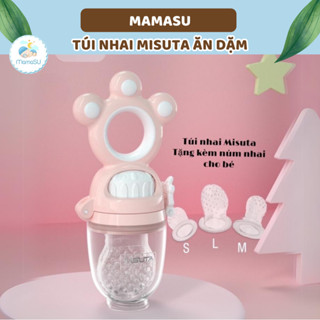 Túi nhai ăn dặm Misuta siêu mềm cho bé tặng kèm núm nhai- Túi nhai ăn trái cây hoa quả chống hóc cao cấp cho trẻ