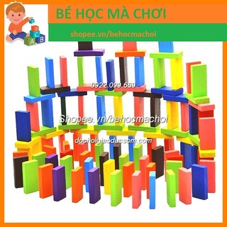 Bộ đồ chơi domino 120 miếng sắc mầu bằng gỗ cho bé
